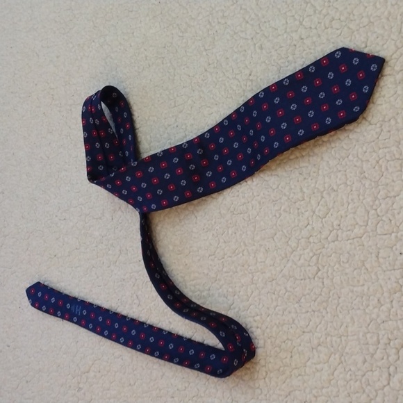 Holland & Sherry London 1836 Navy/Burgundy Silk Foulard Tie (Handmade in USA) - Picture 4 of 12